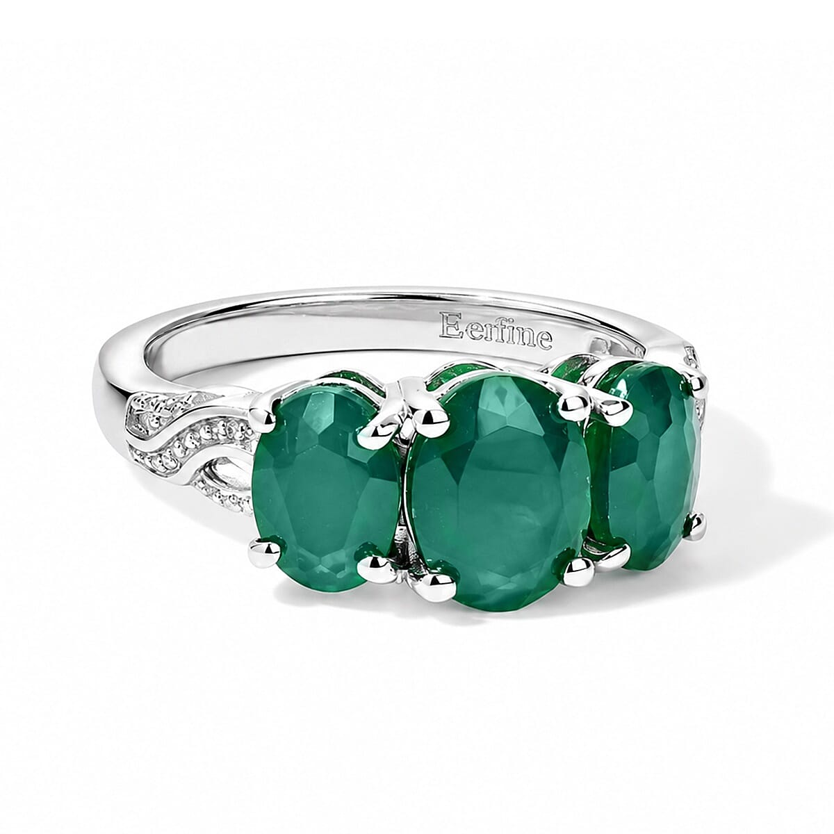 EverTrue Verde Onyx 2.50 ctw 3 Stone Ring in Platinum Bond (Size 7.0)