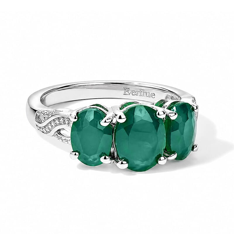 EverTrue Verde Onyx 2.50 ctw 3 Stone Ring in Platinum Bond (Size 7.0)