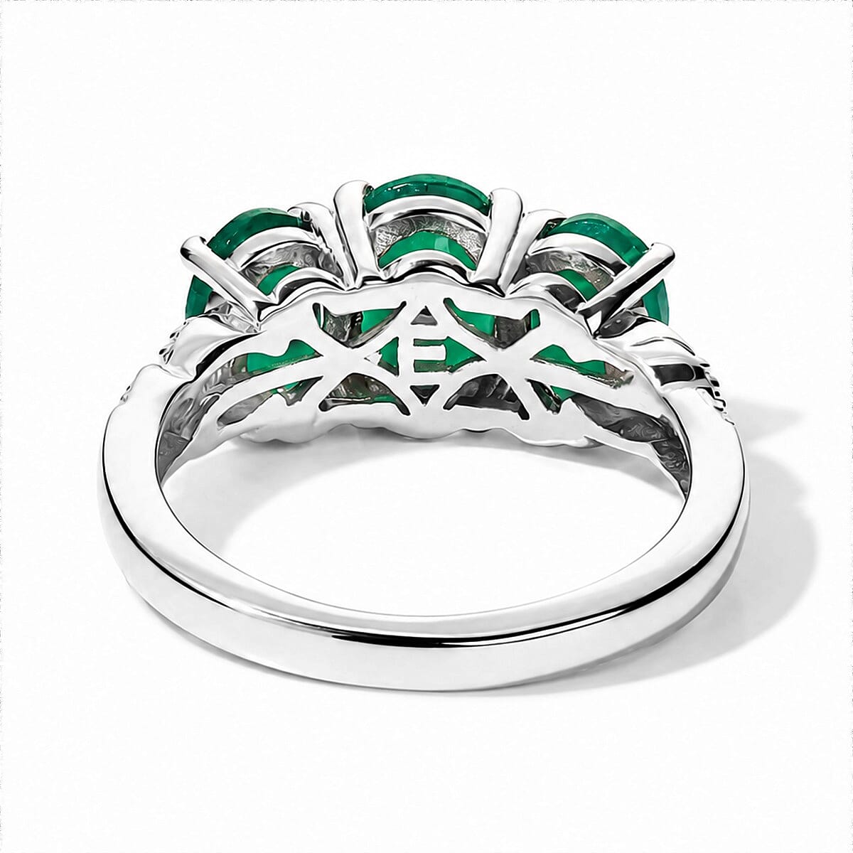 EverTrue Verde Onyx 2.50 ctw 3 Stone Ring in Platinum Bond (Size 7.0)
