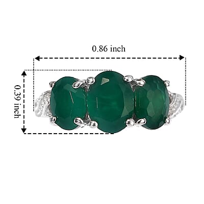 EverTrue Verde Onyx 2.50 ctw 3 Stone Ring in Platinum Bond (Size 8.0)