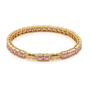 Simulated Pink Diamond Fancy 10.00 ctw Bracelet in Goldtone (7.00-8.00 In)