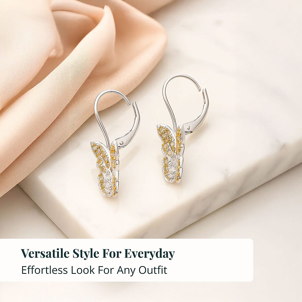 Luxuriant Lab Grown Yellow Diamond (IR) and Lab Grown Diamond VS 0.50 ctw Earrings in Rhodium Over Sterling Silver image number 5