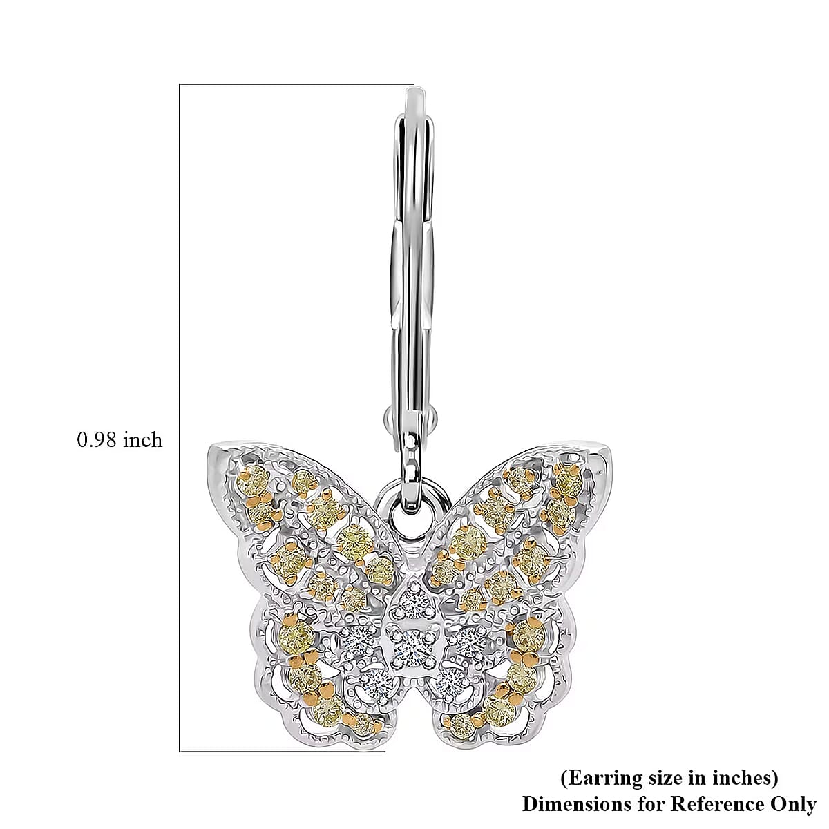 Luxuriant Lab Grown Yellow Diamond (IR) and Lab Grown Diamond VS 0.50 ctw Earrings in Rhodium Over Sterling Silver image number 6