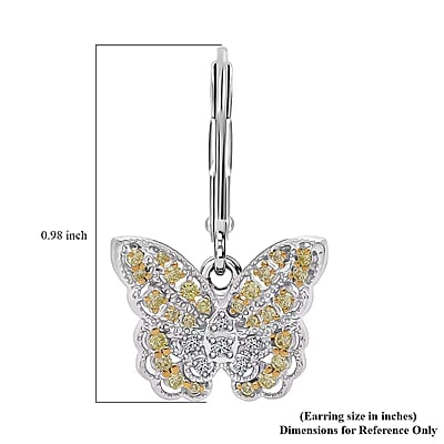 Luxuriant Lab Grown Yellow Diamond (IR) and Lab Grown Diamond VS 0.50 ctw Earrings in Rhodium Over Sterling Silver