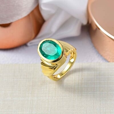 D'Joy Emeraldine Triplet Quartz 5.74 ctw Ring in Vermeil Yellow Gold Over Sterling Silver (Size 6.5)