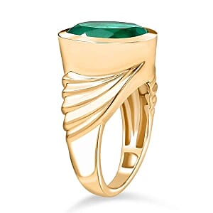 D'Joy Emeraldine Triplet Quartz 5.74 ctw Ring in Vermeil Yellow Gold Over Sterling Silver (Size 6.5)
