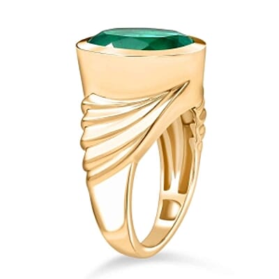D'Joy Emeraldine Triplet Quartz 5.74 ctw Ring in Vermeil Yellow Gold Over Sterling Silver (Size 6.5)