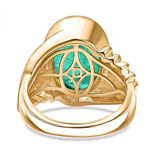 D'Joy Emeraldine Triplet Quartz 5.74 ctw Ring in Vermeil Yellow Gold Over Sterling Silver (Size 6.5)