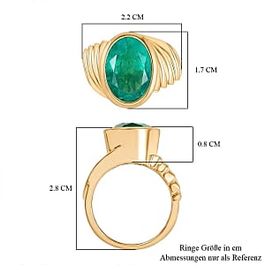 D'Joy Emeraldine Triplet Quartz 5.74 ctw Ring in Vermeil Yellow Gold Over Sterling Silver (Size 6.5)