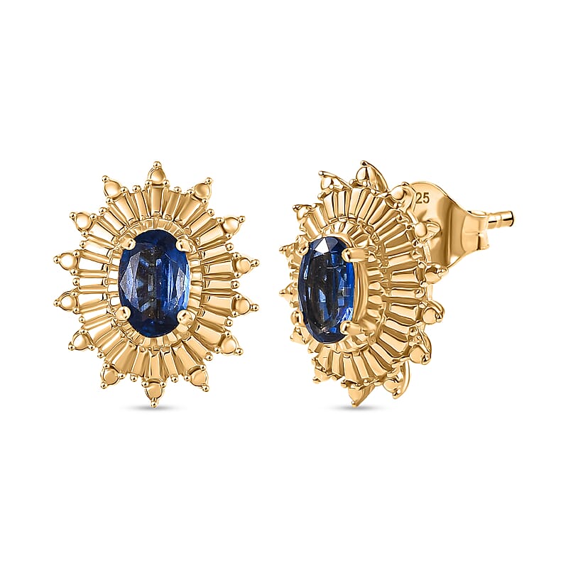 D'Joy AAA Kashmir Kyanite 1.15 ctw Earrings in 14K YG Over Sterling Silver