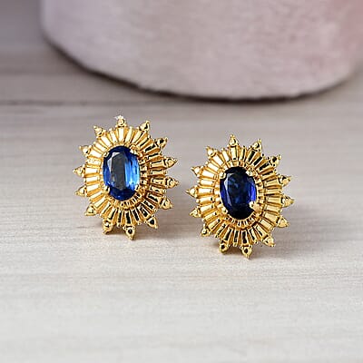 D'Joy AAA Kashmir Kyanite 1.15 ctw Earrings in 14K YG Over Sterling Silver