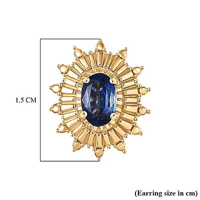 D'Joy AAA Kashmir Kyanite 1.15 ctw Earrings in 14K YG Over Sterling Silver