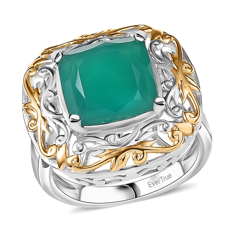 EverTrue Verde Onyx Ring in 18K YG Plated and Platinum Bond 5.40 ctw (Size 10.0)