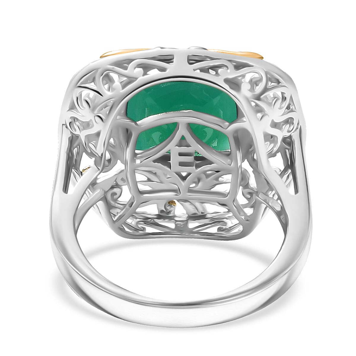 EverTrue Verde Onyx Ring in 18K YG Plated and Platinum Bond 5.40 ctw (Size 10.0)