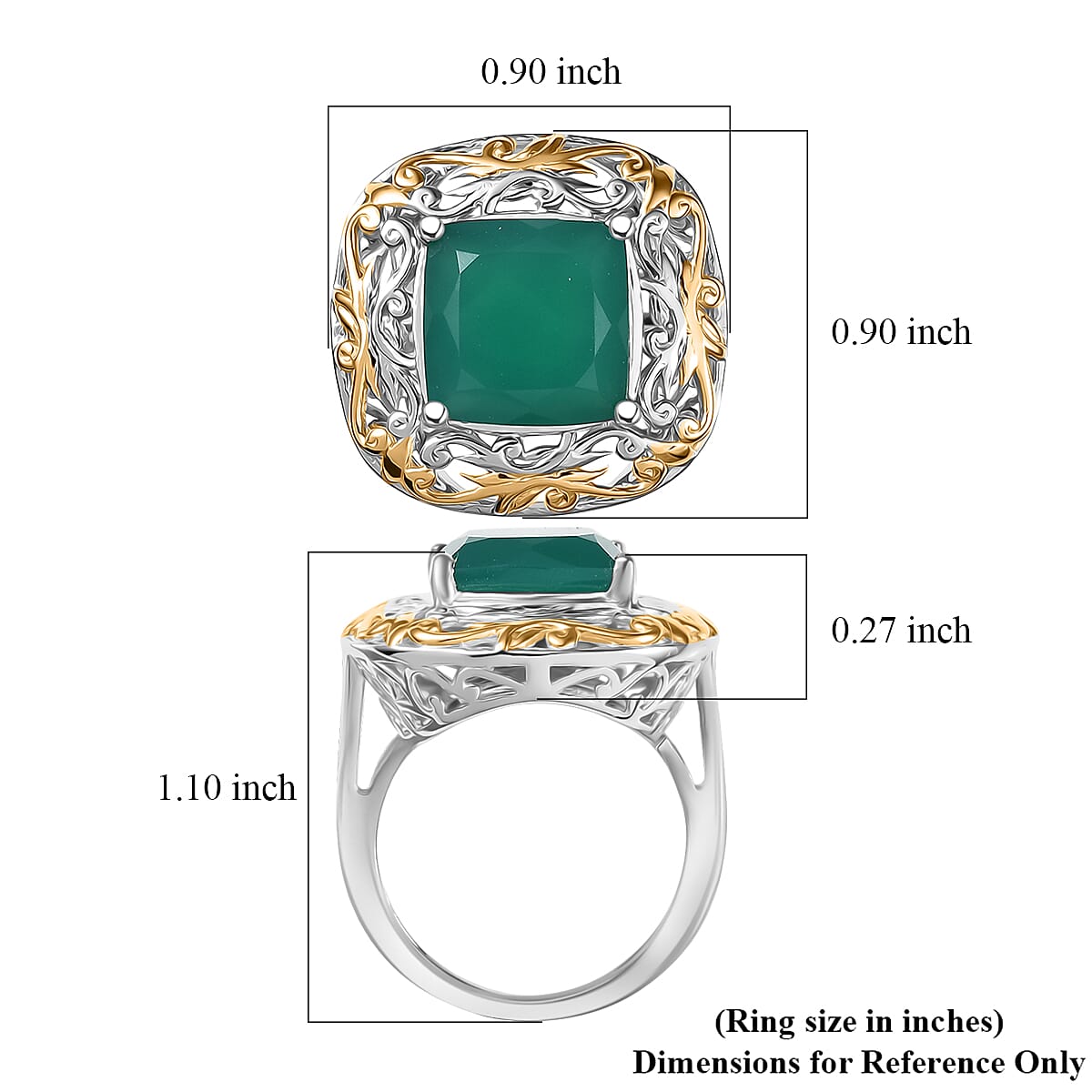 EverTrue Verde Onyx Ring in 18K YG Plated and Platinum Bond 5.40 ctw (Size 10.0)