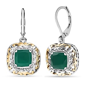 EverTrue Verde Onyx 4.60 ctw Earrings in 18K YG Plated and Platinum Bond