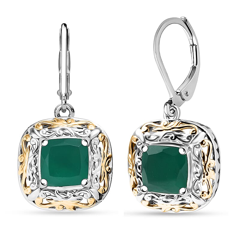 EverTrue Verde Onyx Earrings in 18K YG Plated and Platinum Bond 4.60 ctw