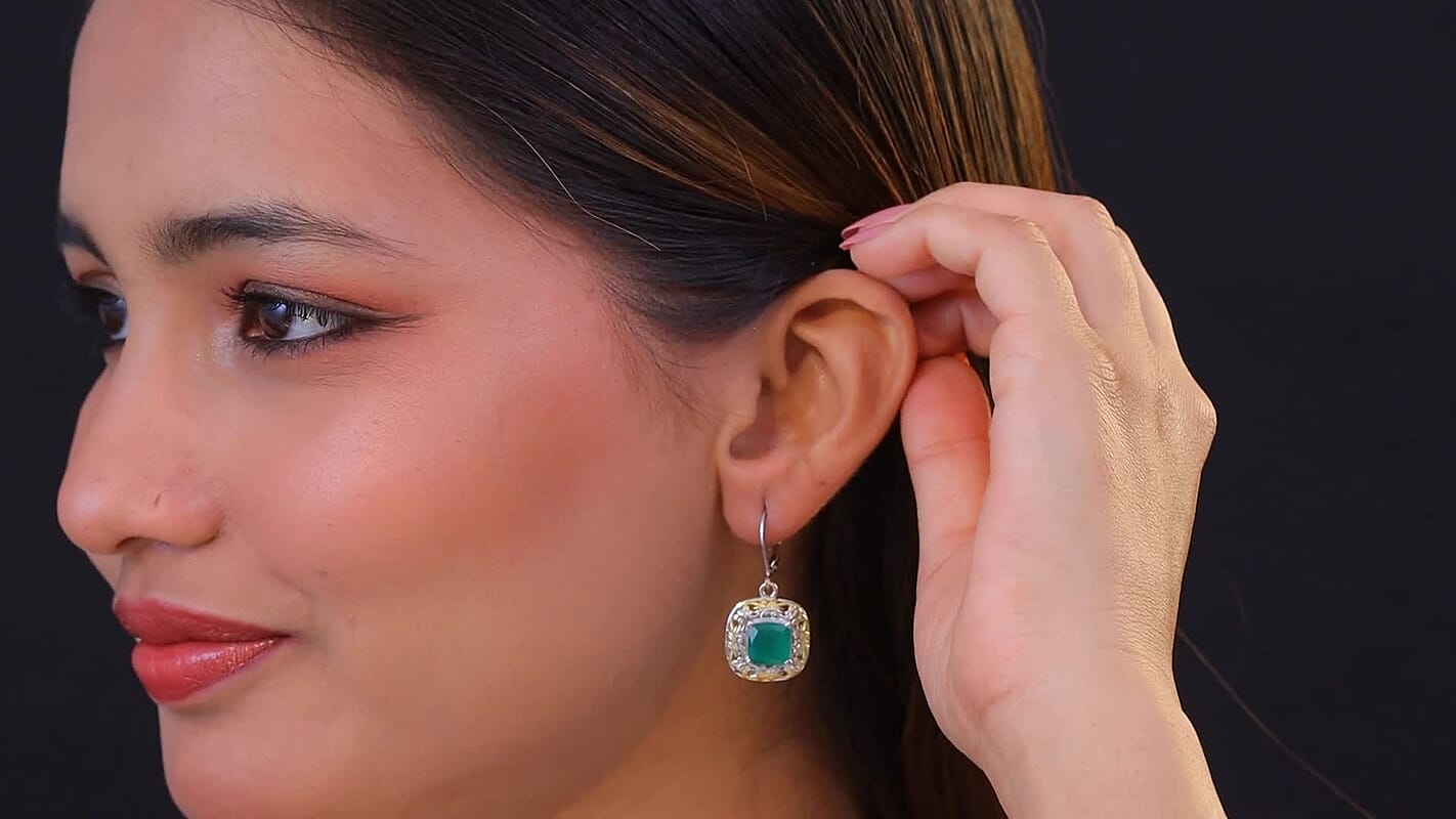 EverTrue Verde Onyx Earrings in 18K YG Plated and Platinum Bond 4.60 ctw