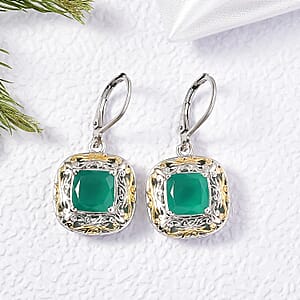EverTrue Verde Onyx Earrings in 18K YG Plated and Platinum Bond 4.60 ctw