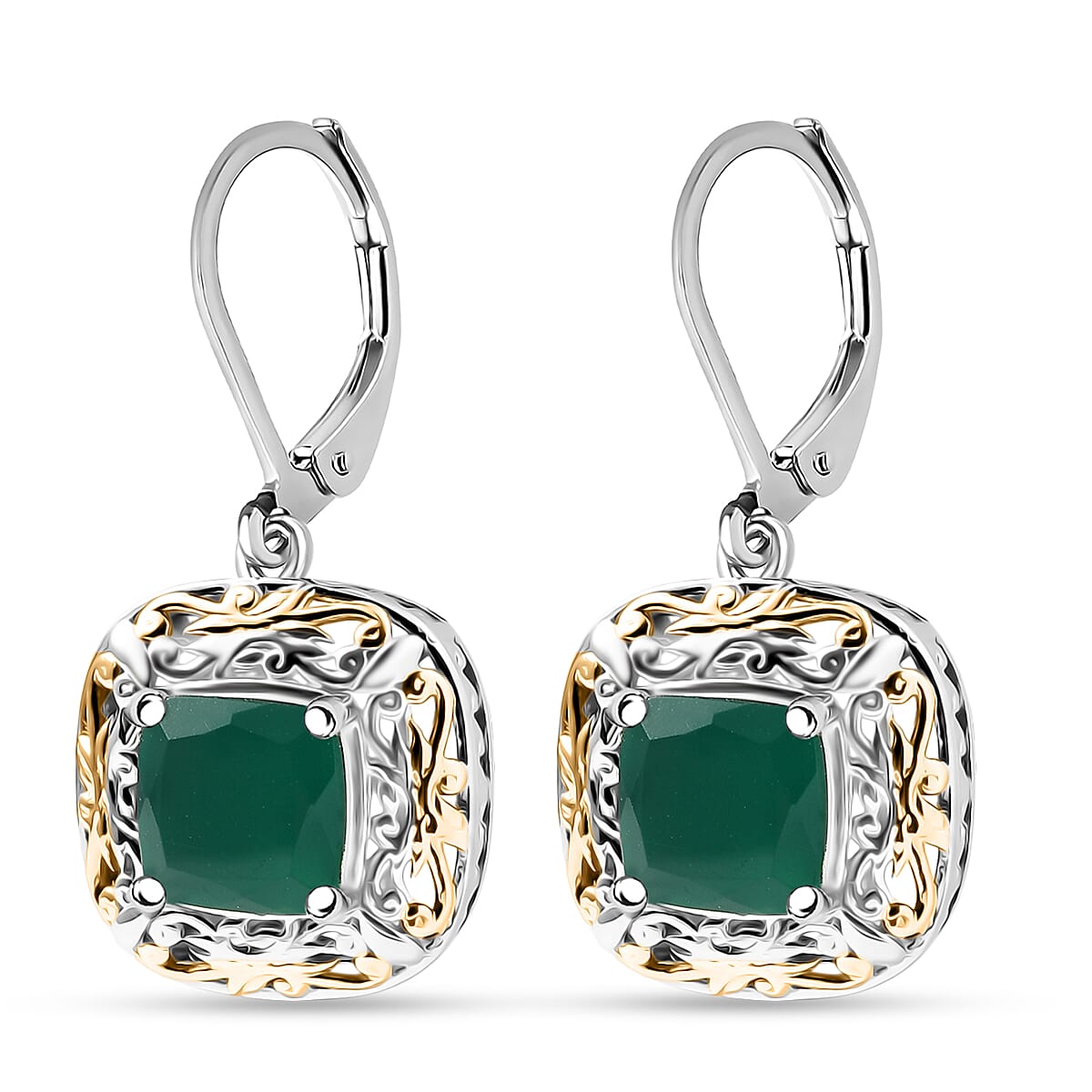 EverTrue Verde Onyx 4.60 ctw Earrings in 18K YG Plated and Platinum Bond image number 3