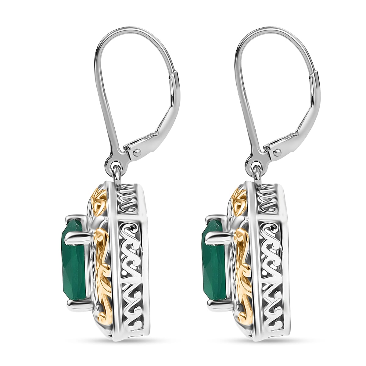 EverTrue Verde Onyx Earrings in 18K YG Plated and Platinum Bond 4.60 ctw