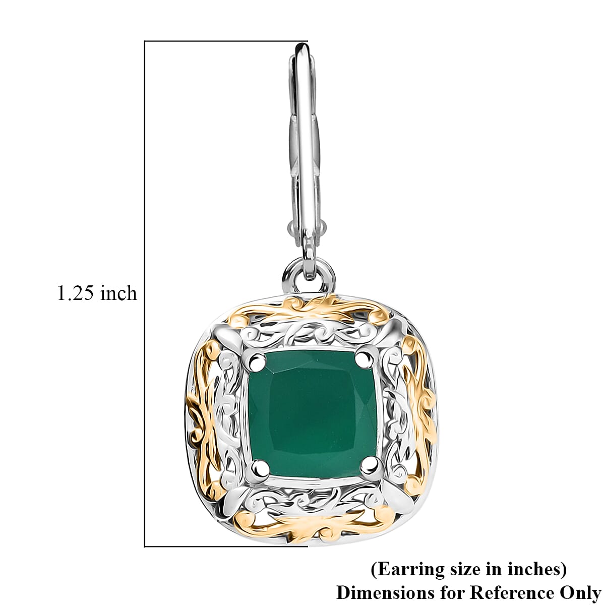 EverTrue Verde Onyx 4.60 ctw Earrings in 18K YG Plated and Platinum Bond image number 6