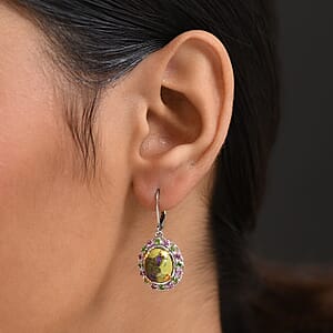 EverTrue Tasmanian Stichtite and Multi Gemstone 8.90 ctw Earrings in 18K YG Plated and Platinum Bond
