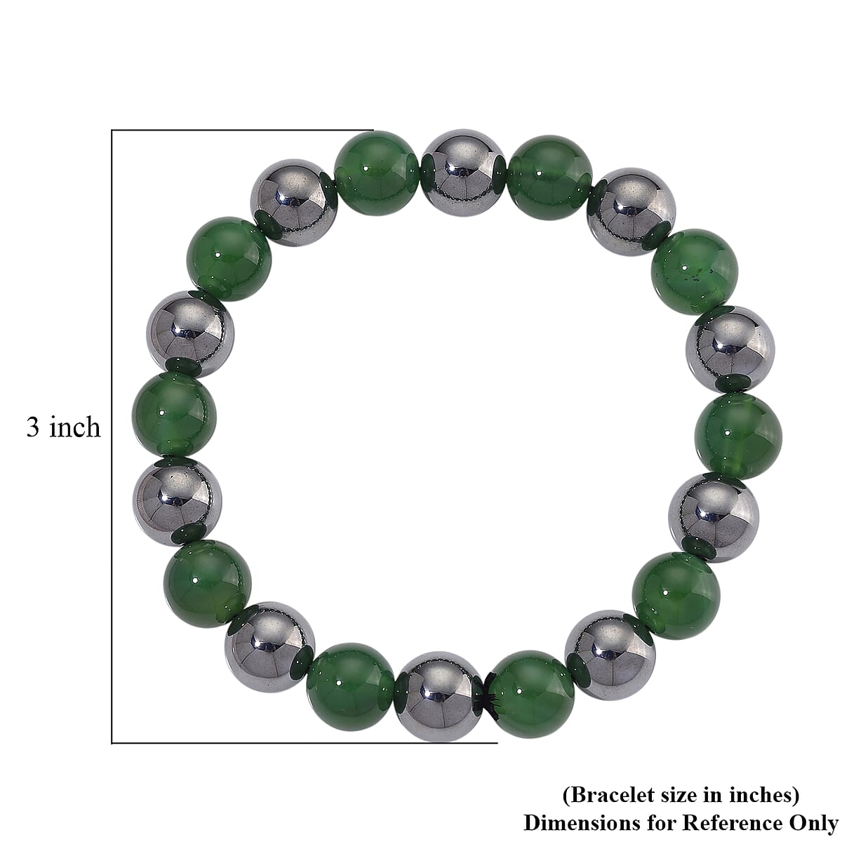 Green Onyx and Terahertz 140.00 ctw Beaded Stretch Bracelet image number 3