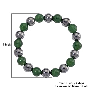Verde Onyx and Terahertz 140.00 ctw Beaded Stretch Bracelet