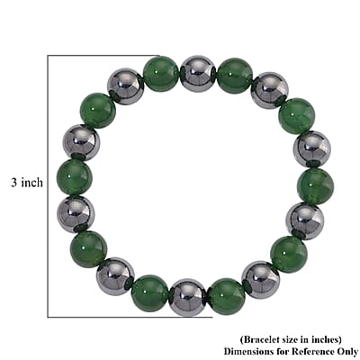Verde Onyx and Terahertz 140.00 ctw Beaded Stretch Bracelet