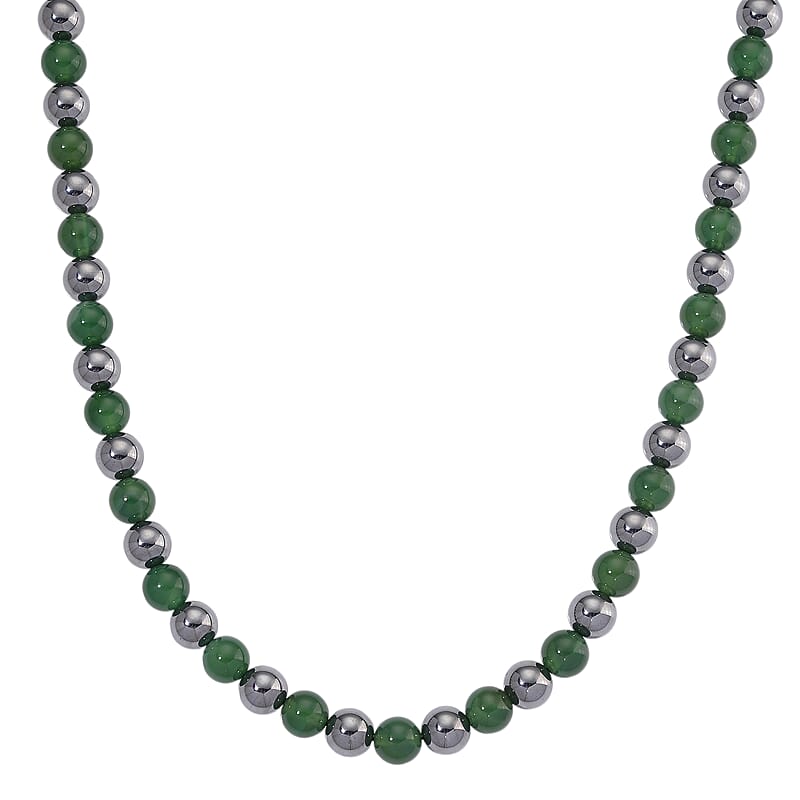 Verde Onyx and Terahertz 300.00 ctw Beaded Necklace in Stainless Steel 18-20 Inches