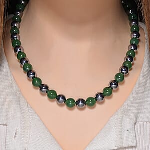 Verde Onyx and Terahertz 300.00 ctw Beaded Necklace in Stainless Steel 18-20 Inches