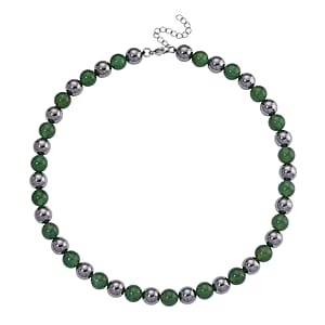Verde Onyx and Terahertz 300.00 ctw Beaded Necklace in Stainless Steel 18-20 Inches
