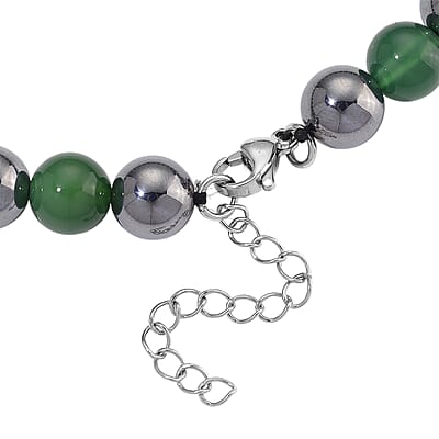 Verde Onyx and Terahertz 300.00 ctw Beaded Necklace in Stainless Steel 18-20 Inches