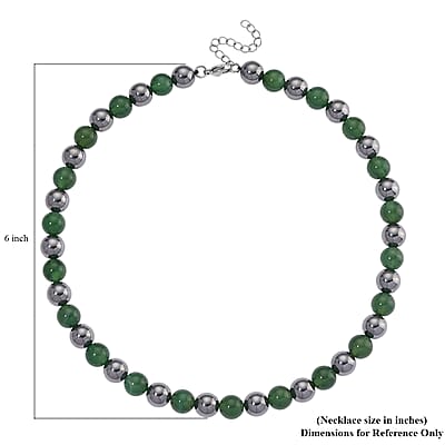 Verde Onyx and Terahertz 300.00 ctw Beaded Necklace in Stainless Steel 18-20 Inches