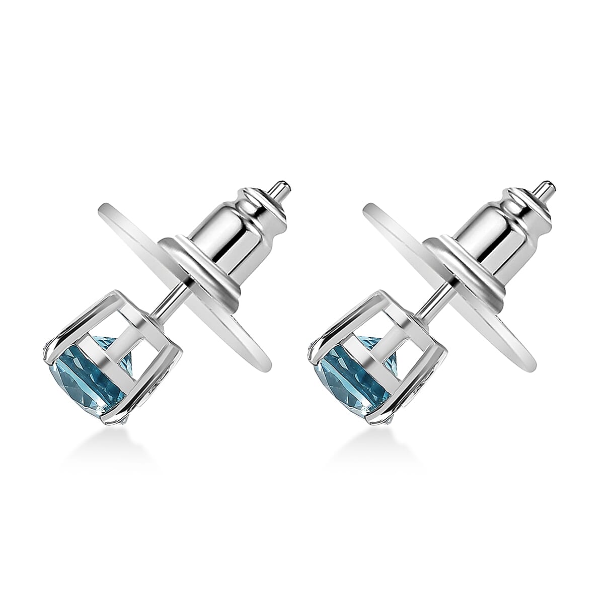 D'Joy AAA Cambodian Blue Zircon 2.80 ctw Earrings in Rhodium Over Sterling Silver image number 3