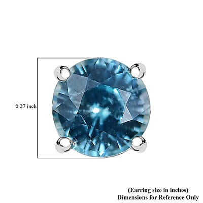 D'Joy AAA Cambodian Blue Zircon Earrings in Rhodium Over Sterling Silver 2.80 ctw