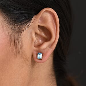 D'Joy AAA Cambodian Blue Zircon Earrings in Rhodium Over Sterling Silver 2.40 ctw