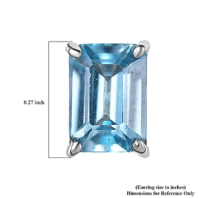 D'Joy AAA Cambodian Blue Zircon Earrings in Rhodium Over Sterling Silver 2.40 ctw