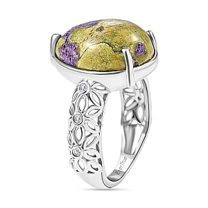 EverTrue Tasmanian Stichtite and White Zircon 8.20 ctw Mystic Earth Drop Ring in Platinum Bond (Size 10.0)
