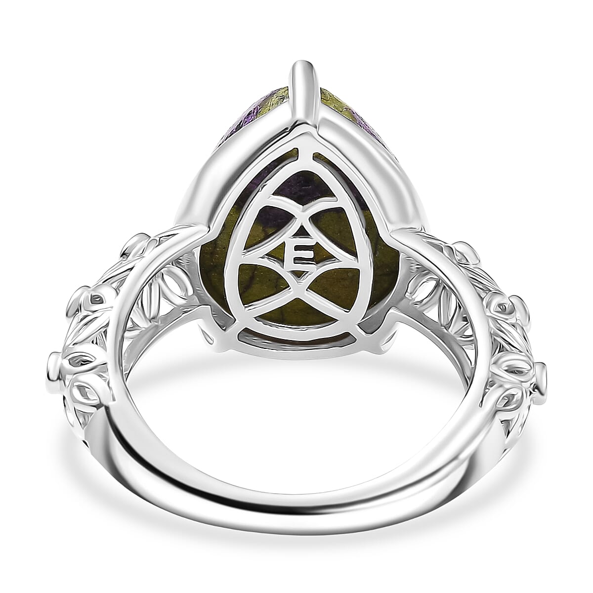 EverTrue Tasmanian Stichtite and White Zircon 8.20 ctw Mystic Earth Drop Ring in Platinum Bond (Size 10.0) image number 4