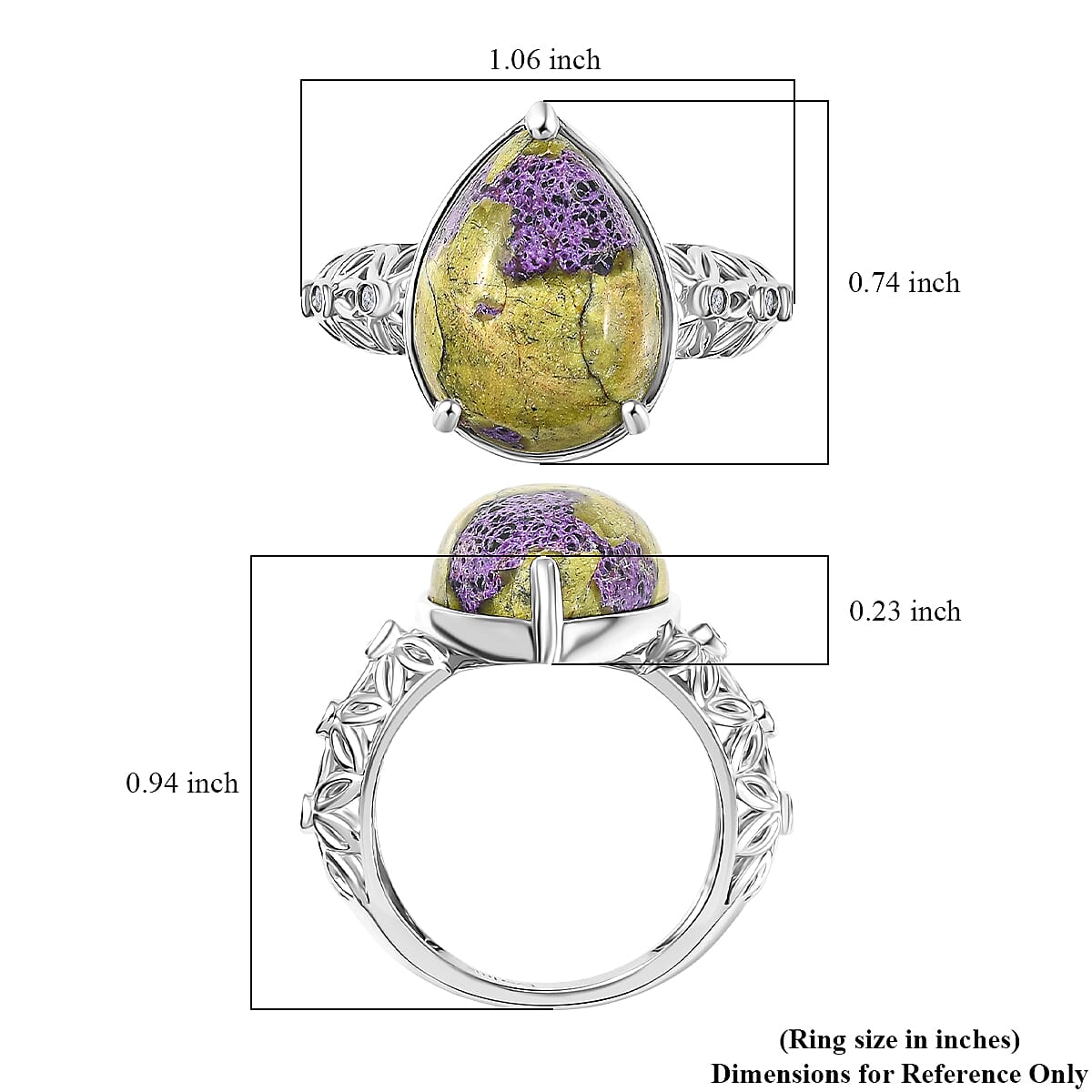 EverTrue Tasmanian Stichtite and White Zircon 8.20 ctw Mystic Earth Drop Ring in Platinum Bond (Size 10.0) image number 5
