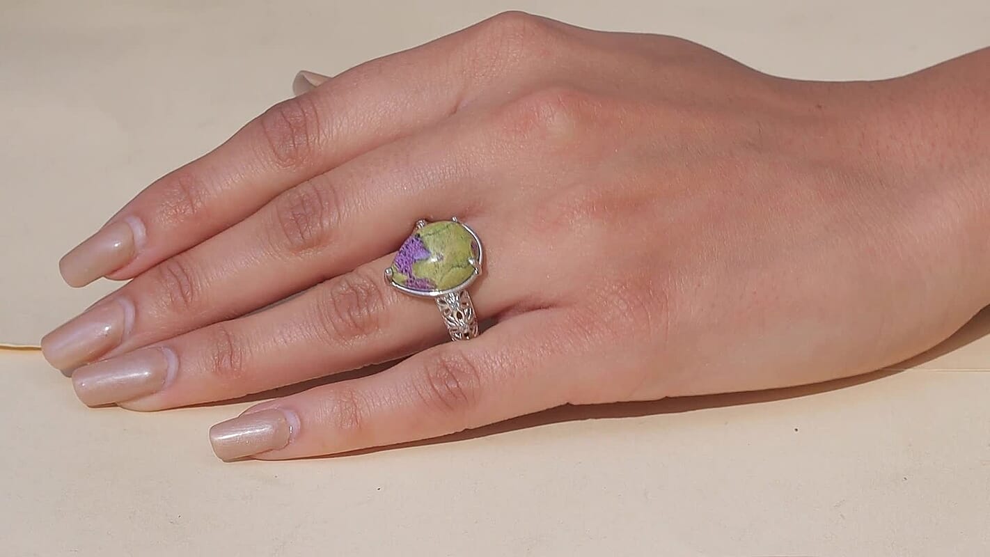 EverTrue Tasmanian Stichtite, White Zircon Ring in Platinum Bond (Size 10.0) 8.20 ctw
