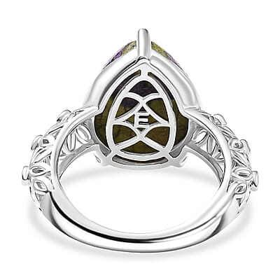 EverTrue Tasmanian Stichtite and White Zircon 8.20 ctw Mystic Earth Drop Ring in Platinum Bond (Size 11.0)