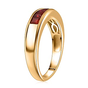D'Joy Mexican Cherry Fire Opal 0.50 ctw Art Deco Ring in 18K Vermeil Yellow Gold Over Sterling Silver (Size 10.0)