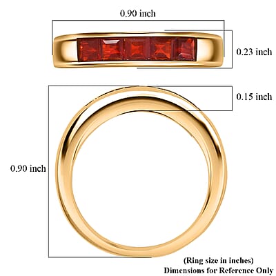 D'Joy Mexican Cherry Fire Opal 0.50 ctw Art Deco Ring in 18K Vermeil Yellow Gold Over Sterling Silver (Size 10.0)