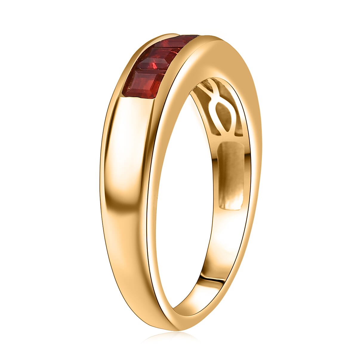 D'Joy Mexican Cherry Fire Opal 0.50 ctw Art Deco Ring in 18K Vermeil Yellow Gold Over Sterling Silver (Size 5.0) image number 3