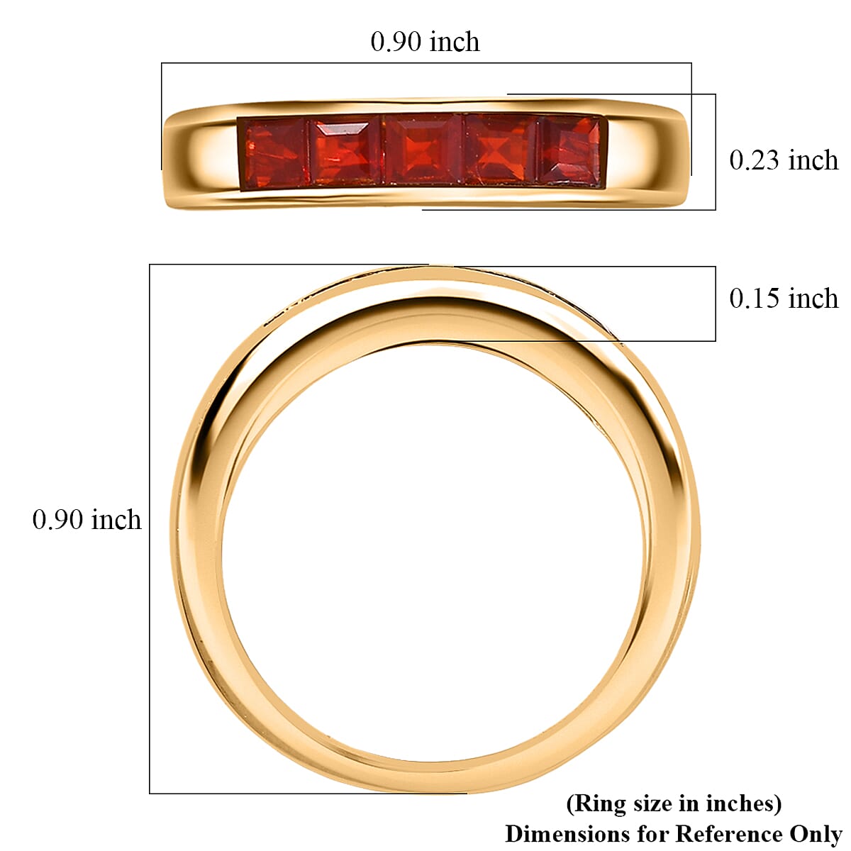 D'Joy Mexican Cherry Fire Opal 0.50 ctw Art Deco Ring in 18K Vermeil Yellow Gold Over Sterling Silver (Size 5.0) image number 5