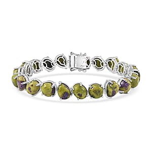 EverTrue Tasmanian Stichtite 41.50 ctw Multi Shapes Mystic Earth Link Bracelet in Platinum Bond (7.25 In)