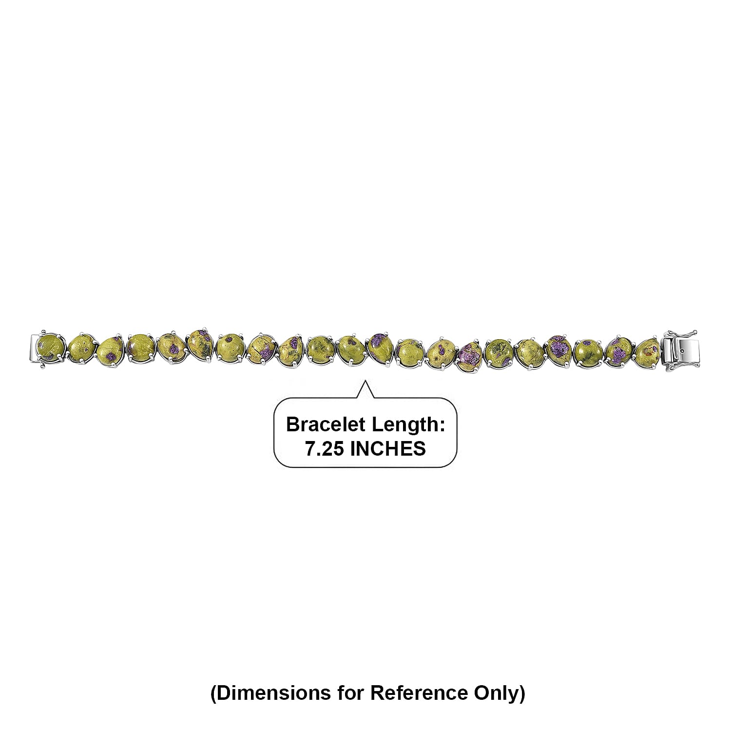 EverTrue Tasmanian Stichtite 41.50 ctw Multi Shapes Mystic Earth Link Bracelet in Platinum Bond (7.25 In)